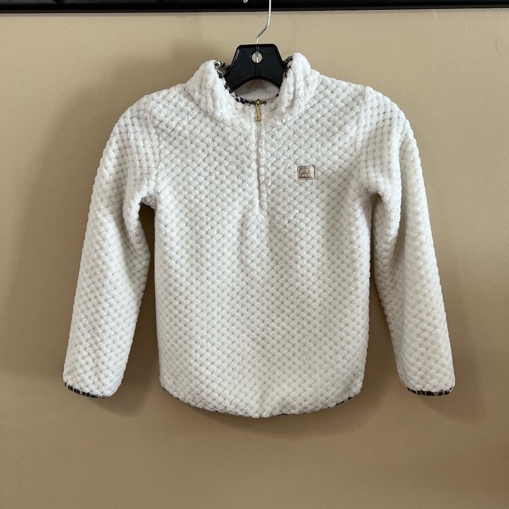 Juicy Couture Fleece Sweater 1/4 Zip Girls Size 7 Long Sleeve Pullover Kids Soft